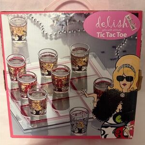 Tic Tac Toe Shot Glass Game Set - Red and Black